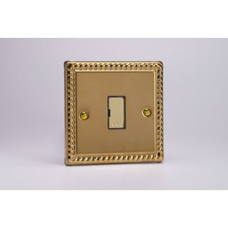 Varilight Classic 13A Unswitched Fused Spur with Metal Inserts Decorative Georgian Brass Brass Inserts