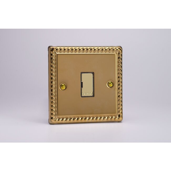 Varilight Classic 13A Unswitched Fused Spur with Metal Inserts Decorative Georgian Brass Brass Inserts
