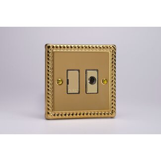 Varilight Classic 13A Unswitched Fused Spur + Flex Outlet with Metal Inserts Decorative Georgian Brass Brass Inserts