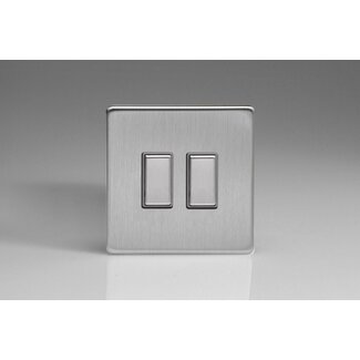 Varilight Screwless 2-Gang Tactile Touch Control Dimming Supplementary Controller for use with Multi-Point (formerly Eclique2) Master on 2-Way Circuits V-Pro Multi-Point (formerly Eclique2) Brushed Steel Steel Buttons