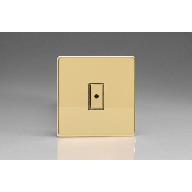 Varilight Screwless 1-Gang 1-Way V-Pro Multi-Point Remote/Tactile Touch Control Master LED Dimmer 1 x 0-100W (1-10 LEDs) V-Pro Multi-Point Remote (formerly Eclique2) Polished Brass Brass Button