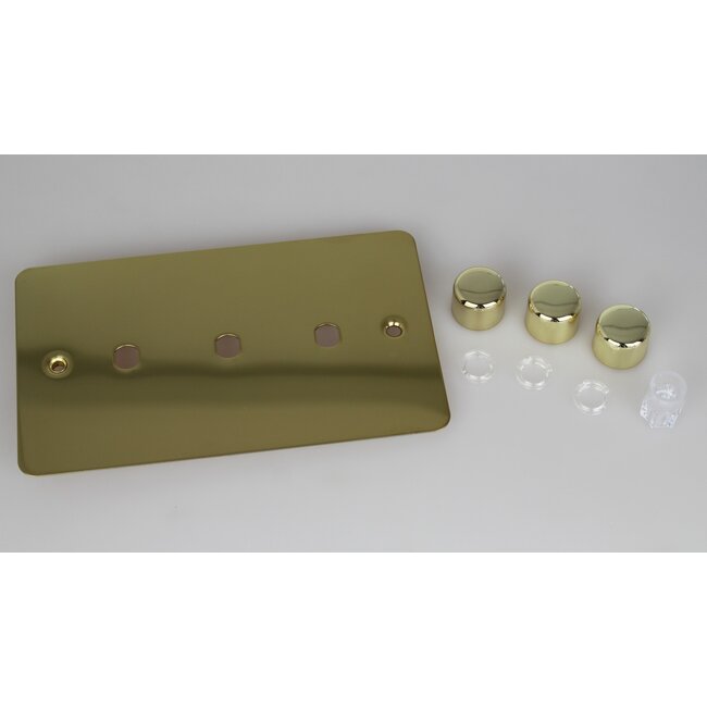 Varilight Ultraflat 3-Gang Matrix Kit For Rotary Dimmers (Twin Plate)  Matrix Polished Brass Brass Knob