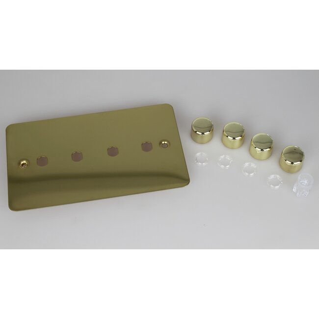 Varilight Ultraflat 4-Gang Matrix Kit For Rotary Dimmers (Twin Plate)  Matrix Polished Brass Brass Knob