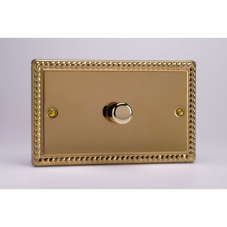 Varilight Classic 1-Gang Matrix Kit For Rotary Dimmers (Twin Plate)  Matrix Georgian Brass Brass Knob