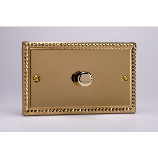 Varilight Classic 1-Gang Matrix Kit For Rotary Dimmers (Twin Plate)  Matrix Georgian Brass Brass Knob