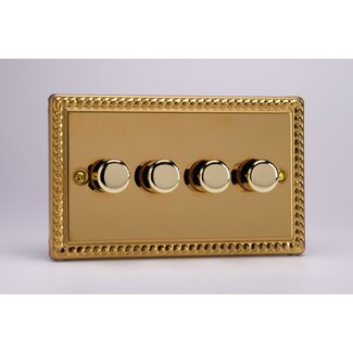 Varilight Classic 4-Gang Matrix Kit For Rotary Dimmers (Twin Plate)  Matrix Georgian Brass Brass Knob