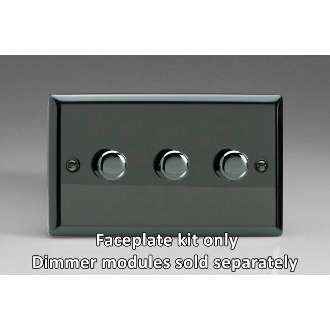 Varilight Classic 3-Gang Matrix Kit For Rotary Dimmers (Twin Plate)  Matrix Iridium Iridium Knob