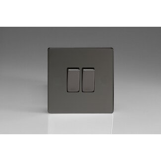 Varilight Screwless 2-Gang 10A 1- or 2-Way Rocker Switch Decorative Iridium Iridium Rockers