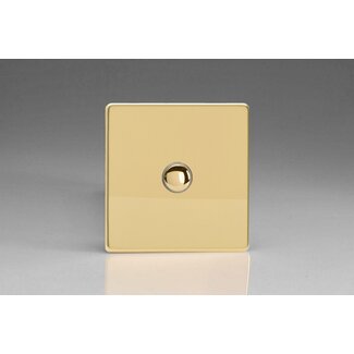 Varilight Screwless 1-Gang 6A 1- or 2-Way Push-On/Off Impulse Switch Decorative Polished Brass Brass Button