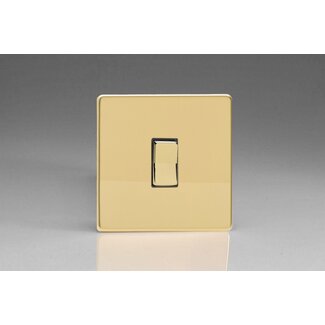 Varilight Screwless 1-Gang 10A 2-Way & Off Retractive Switch Decorative Polished Brass Brass Button