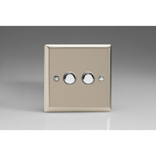 Varilight Classic 2-Gang 6A 1-Way Push-to-Make Momentary Switch Decorative Satin Chrome Buttons Varilight Classic 2-Gang 6A 1-Way Push-to-Make Momentary Switch Decorative Satin Chrome Buttons