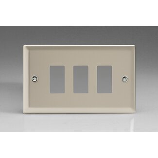 Varilight Classic 3-Gang PowerGrid Plate including Yoke (Twin Plate)  Satin