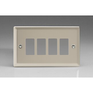 Varilight Classic 4-Gang PowerGrid Plate including Yoke (Twin Plate)  Satin