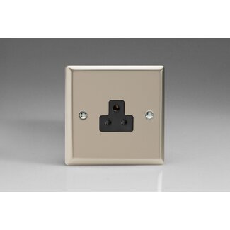 Varilight Classic 1-Gang 2A Round Pin Socket Black Satin Black Insert