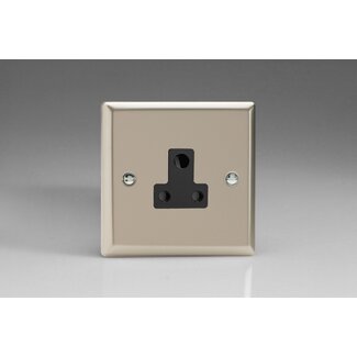 Varilight Classic 1-Gang 5A Round Pin Socket  Black Satin Black Insert