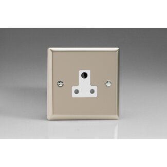 Varilight Classic 1-Gang 5A Round Pin Socket  White Satin White Insert