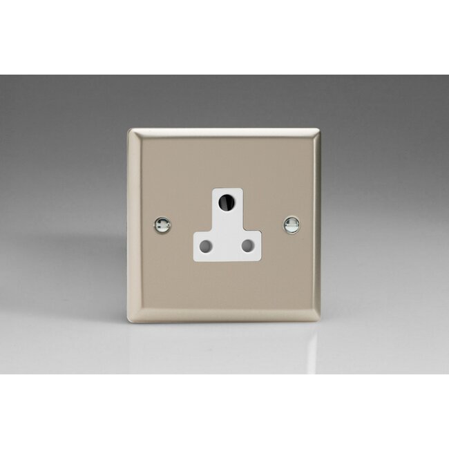 Varilight Classic 1-Gang 5A Round Pin Socket  White Satin White Insert