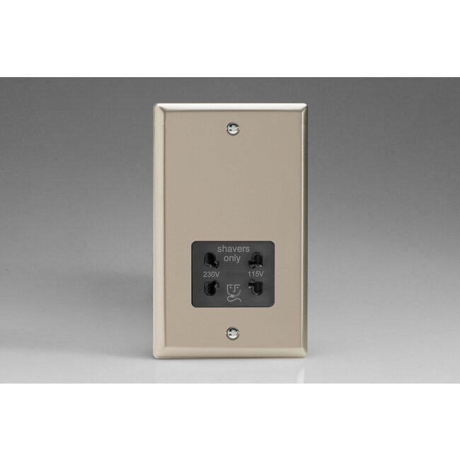 Varilight Classic Dual Voltage Shaver Socket 230V/115V Black Satin Black Insert