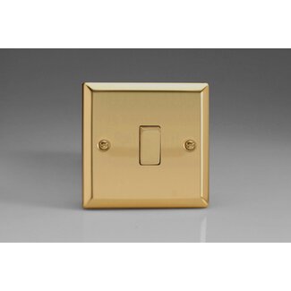 Varilight Classic 1-Gang 10A Intermediate Rocker Switch with Metal Rockers Decorative Victorian Brass Brass Rocker