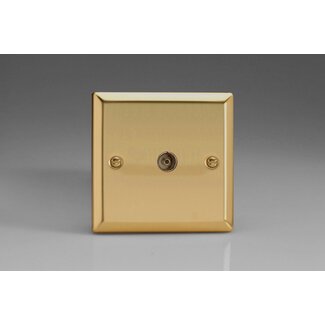 Varilight Classic 1-Gang TV Socket, Co-Axial  Victorian Brass Plain Insert