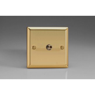 Varilight Classic 1-Gang TV Socket, F-Type Satellite  Victorian Brass Plain Insert