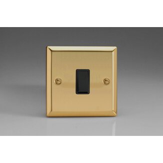 Varilight Classic 1-Gang 10A Retractive Switch Black Victorian Brass Black Rocker