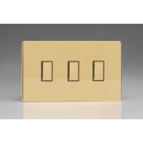 Varilight Screwless 3-Gang Tactile Touch Control Dimming Supplementary Controller for use with Multi-Point (formerly Eclique2) Master on 2-Way Circuits (Twin Plate) V-Pro Multi-Point (formerly Eclique2) Polished Brass Brass Buttons Varilight Screwless 3-Gang Tactile Touch Control Dimming Supplementary Controller for use with Multi-Point (formerly Eclique2) Master on 2-Way Circuits (Twin Plate) V-Pro Multi-Point (formerly Eclique2) Polished Brass Brass Buttons