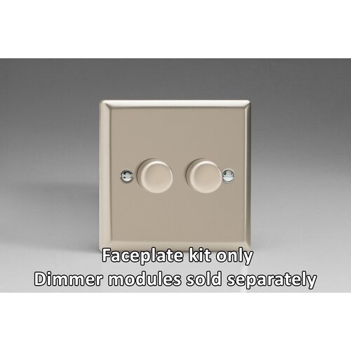 Varilight Classic 2-Gang Matrix Kit For Rotary Dimmers Matrix Satin Satin Chrome Knob Varilight Classic 2-Gang Matrix Kit For Rotary Dimmers Matrix Satin Satin Chrome Knob