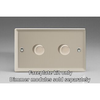 Varilight Classic 2-Gang Matrix Kit For Rotary Dimmers (Twin Plate)  Matrix Satin Satin Chrome Knob