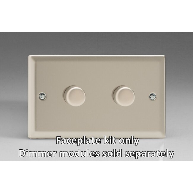 Varilight Classic 2-Gang Matrix Kit For Rotary Dimmers (Twin Plate)  Matrix Satin Satin Chrome Knob