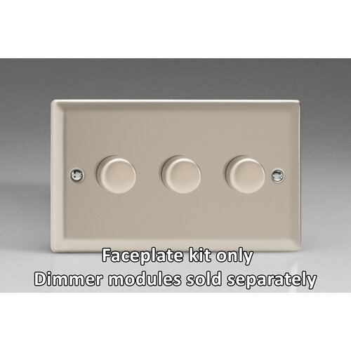 Varilight Classic 3-Gang Matrix Kit For Rotary Dimmers (Twin Plate) Matrix Satin Satin Chrome Knob Varilight Classic 3-Gang Matrix Kit For Rotary Dimmers (Twin Plate) Matrix Satin Satin Chrome Knob