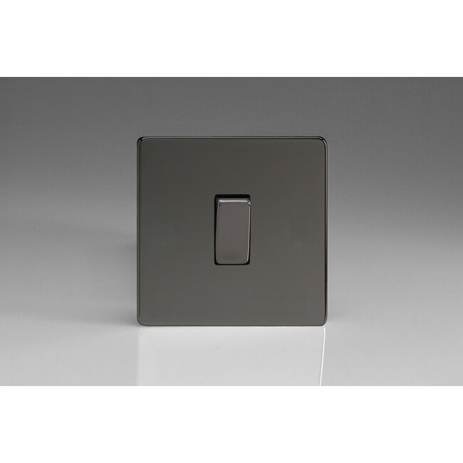 Varilight Screwless 1-Gang 10A 1-Way Push-to-Make Retractive Momentary Switch Decorative Iridium Iridium Button