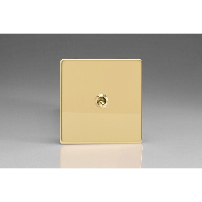 Varilight Screwless 1-Gang 10A Intermediate Toggle Switch Decorative Polished Brass Brass Toggle