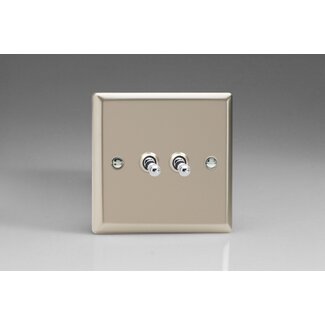 Varilight Classic 2-Gang 10A 1- or 2-Way Toggle Switch Decorative Satin Chrome Toggles