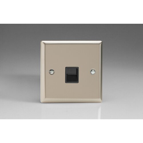 Varilight Classic 1-Gang Telephone Master Socket Black Satin Black Insert Varilight Classic 1-Gang Telephone Master Socket Black Satin Black Insert