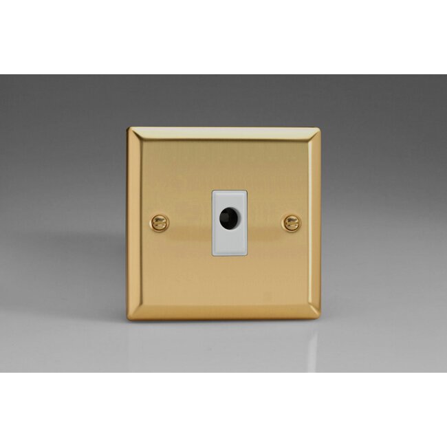 Varilight Classic 16A Flex Outlet Plate White Victorian Brass White Insert