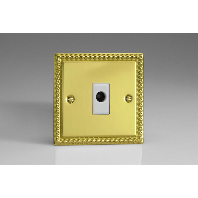Varilight Classic 16A Flex Outlet Plate White Georgian Brass White Insert