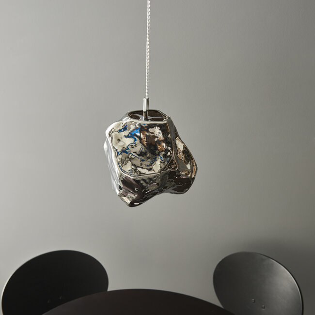 Rock 1lt Pendant - Chrome glass