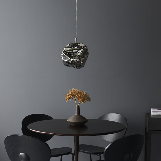 Rock 1lt Pendant - Chrome glass