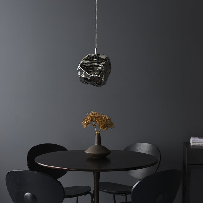 Rock 1lt Pendant - Chrome glass