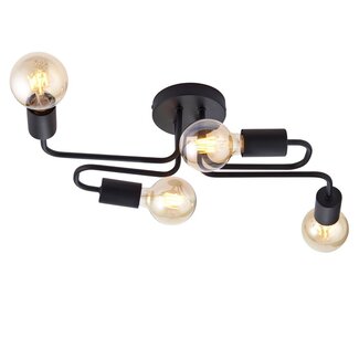 Industrial Flush Ceiling Light Matt Black