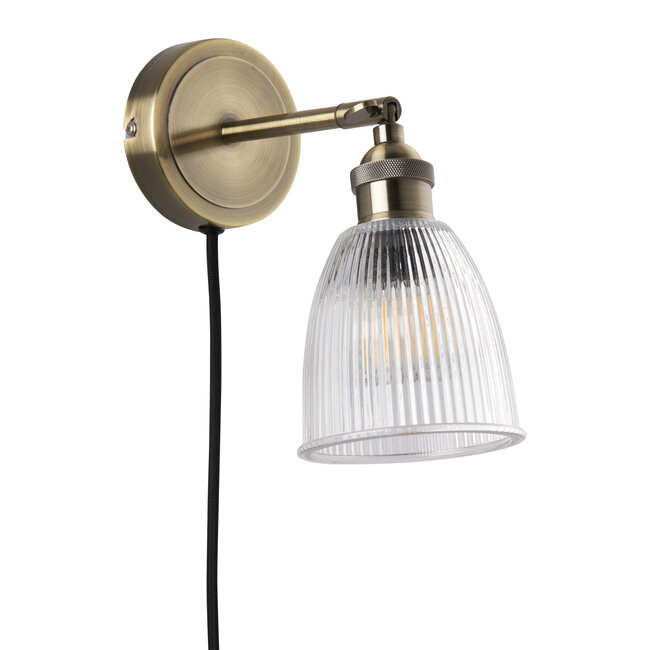 Hellie Plug-in Wall Light ANTIQUE BRASS/CLEAR