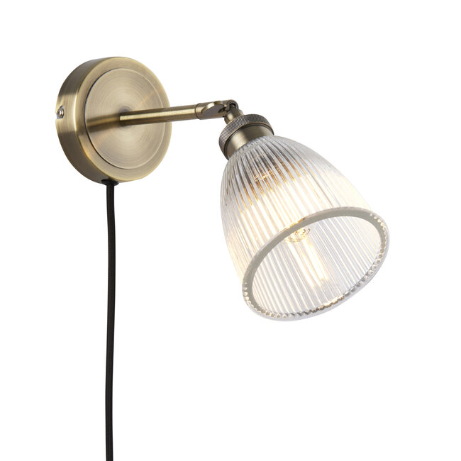 Hellie Plug-in Wall Light ANTIQUE BRASS/CLEAR