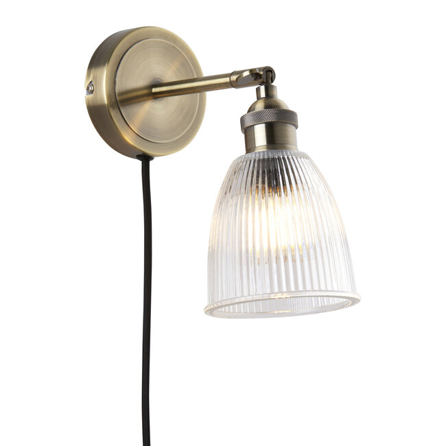 Hellie Plug-in Wall Light ANTIQUE BRASS/CLEAR