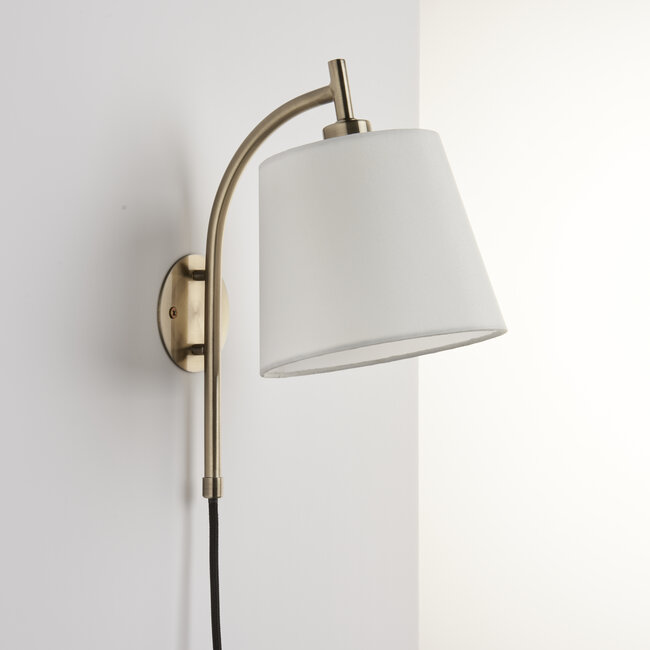 Maddie Wall Light Antique Brass/White