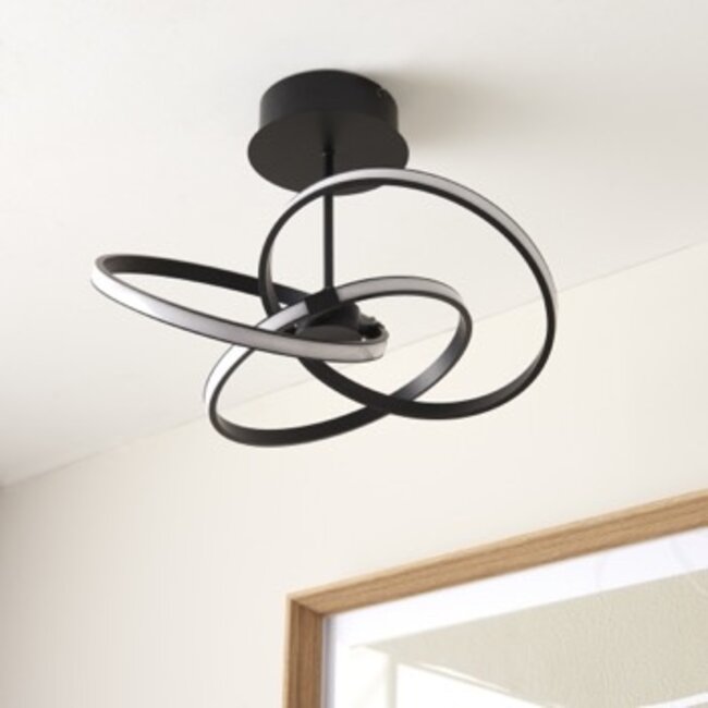 Remi 3lt Semi Flush LED Matt Black Dimmable