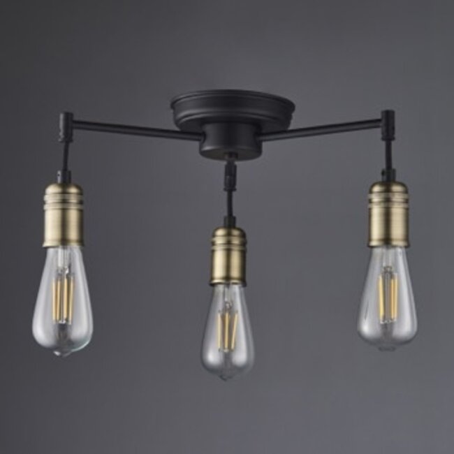 Hixley 3lt Semi Flush Brass/Black