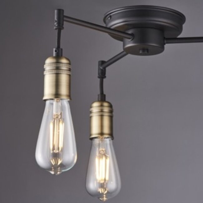 Hixley 3lt Semi Flush Brass/Black