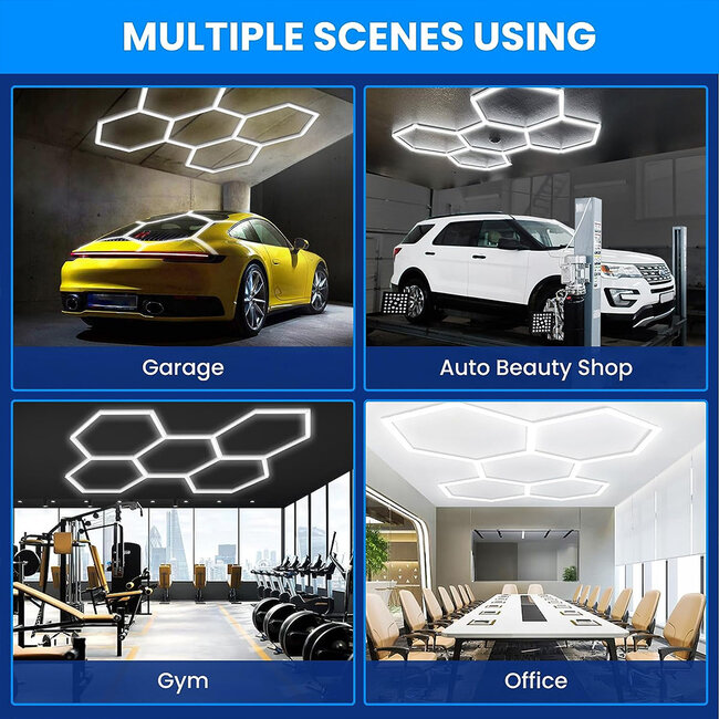 Ener-J 160W LED Car Showroom Lights 6500K 24pcs Set 2375mm x 1645mm