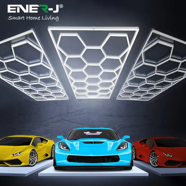 Ener-J 600W LED Car Showroom Lights 57pcs set 6500K 4840mm x 2433mm